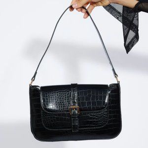 BILLINI Women's Imogen Shoulder Bag in Black Croc NWT
